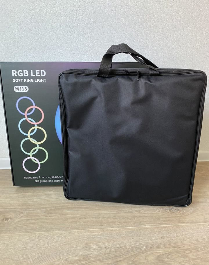 Світлодіодна кільцева лампа для селфі 45 см / Світлодіодна лампа RGB з пультом + сумка (MJ18) - мініатюра 3