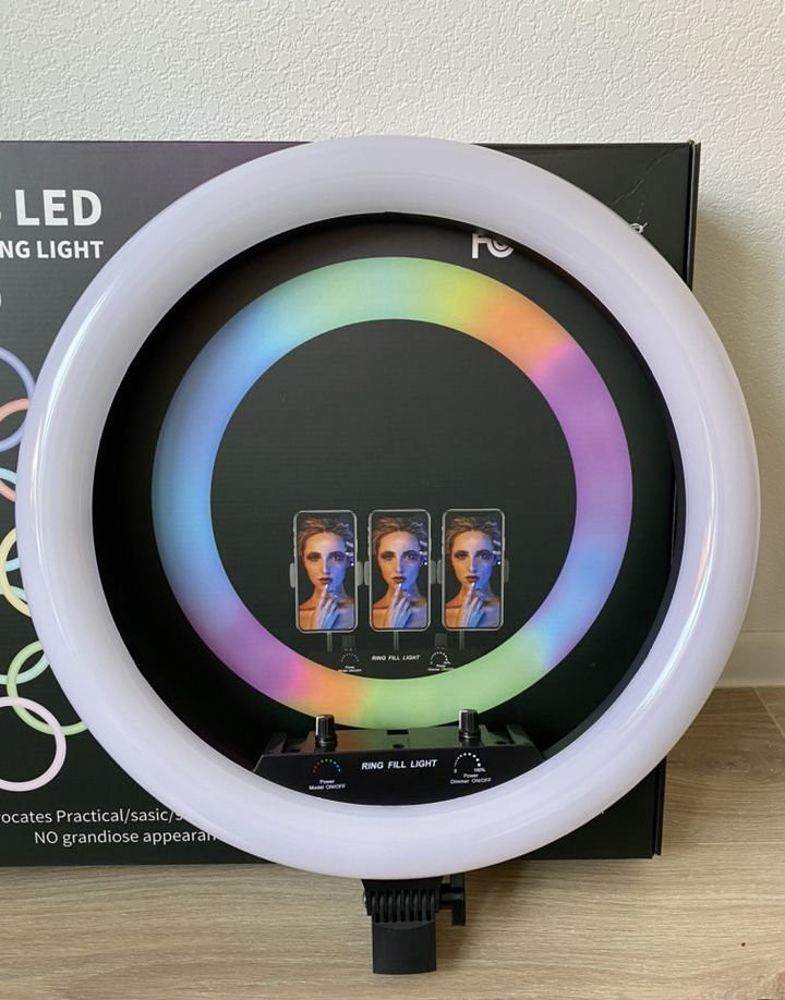Світлодіодна кільцева лампа для селфі 45 см / Світлодіодна лампа RGB з пультом + сумка (MJ18) - мініатюра 4