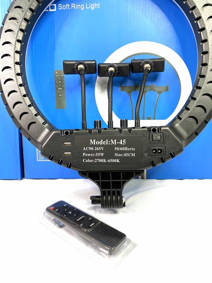 Світлодіодна кільцева LED лампа RL-18 M45 ∙ Селфі-кільце з пультом + сумка в комплекті, 45 см - мініатюра 2