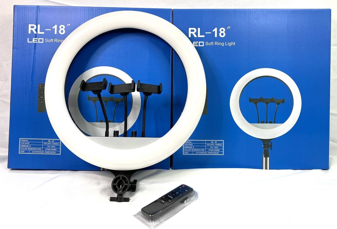 Світлодіодна кільцева LED лампа RL-18 M45 ∙ Селфі-кільце з пультом + сумка в комплекті, 45 см - мініатюра 4