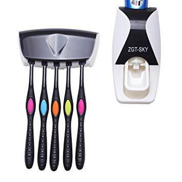 Автоматичний диспенсер - дозатор зубної пасти з тримачем щіток Настінний органайзер у ванній кімнаті - мініатюра 3