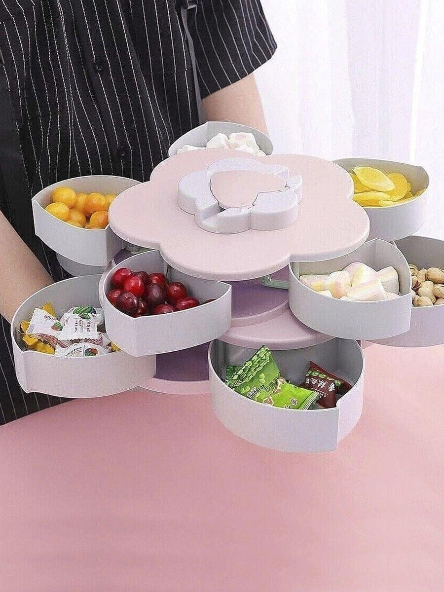 Двоярусна менажниця для фруктів, закусок, солодощів ∙ Тарілка - піднос з секціями, 2 яруси - мініатюра 5