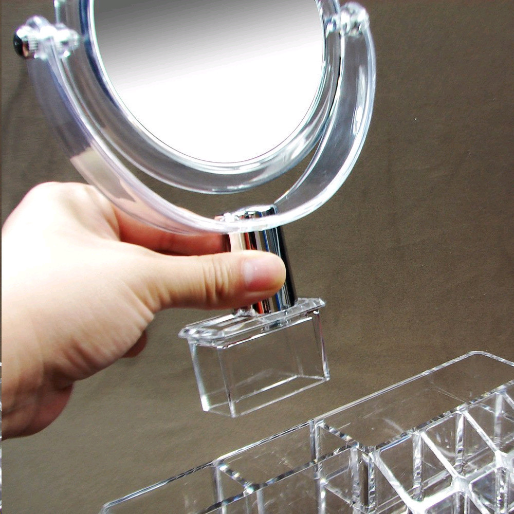 Настільний прозорий органайзер для косметики із дзеркалом GW-888 Косметична акрилова міні-шафка бокс - мініатюра 6