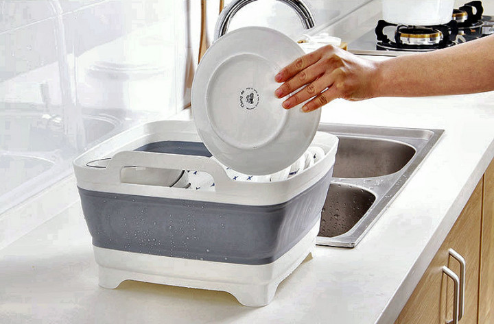 Складна раковина зі зливом Folding Cup Переносне мийка - кошик з ручками та пробкою - мініатюра 6