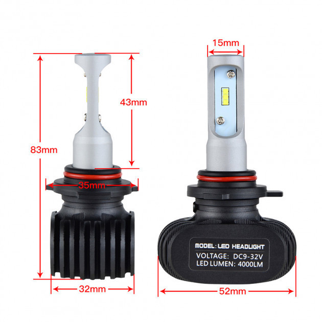 S1-HB3 Світлодіодні автомобільні LED лампи 5000K, 4000lm Цоколь автолампи - мініатюра 8