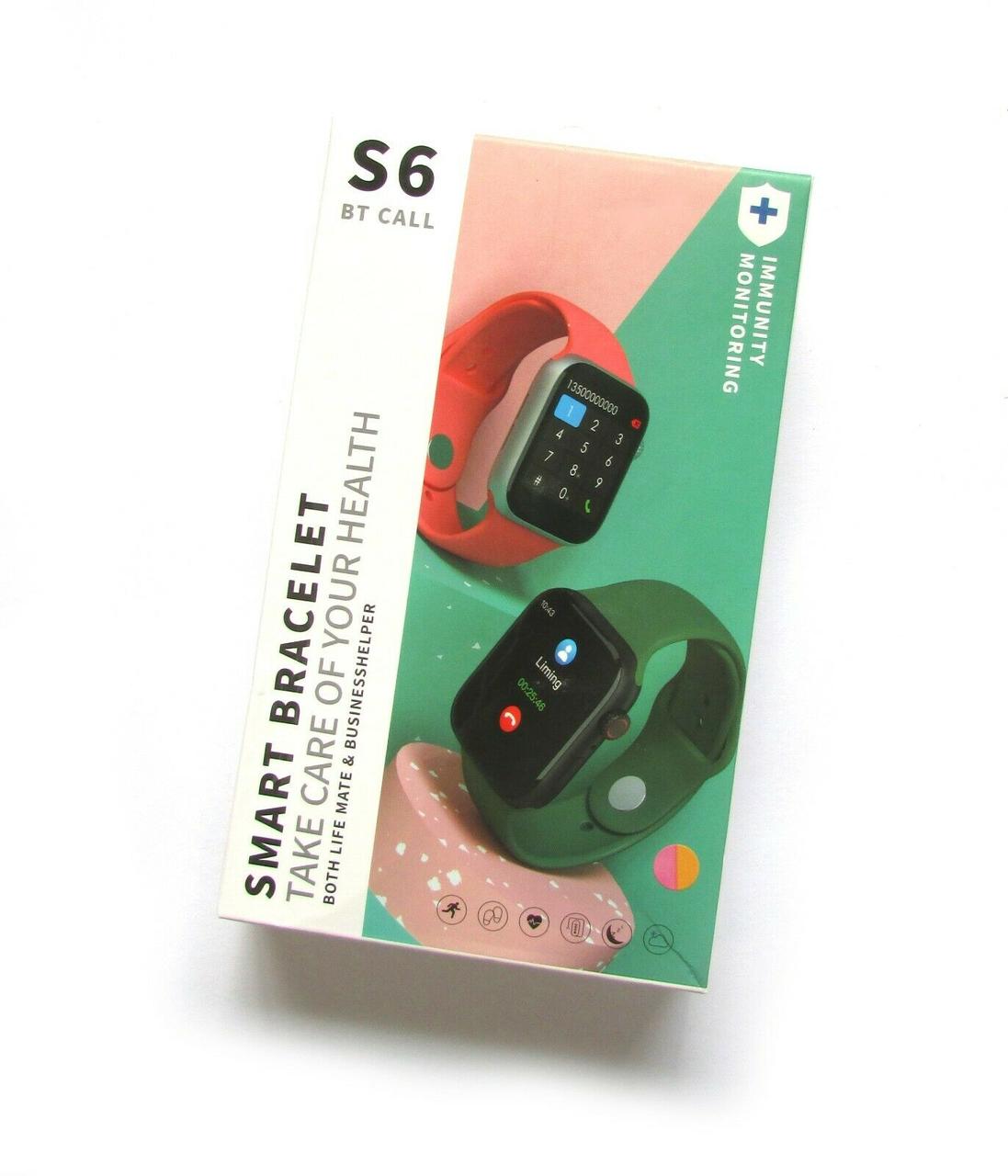 Розумний годинник S6 Bluetooth Call Смарт трекер фітнес-браслет ∙ Лічильник кроків, вимірювання пульсу, тиску, температури тіла ∙ Виклик по Bluetooth ∙ Відтворення музики - мініатюра 10