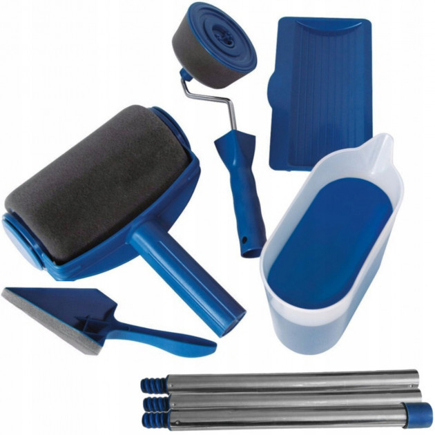 Набір малярних валиків PAINT ROLLER Універсальні валики для фарбування поверхонь, 2 шт. з ємністю для розкочування фарби та шпателем