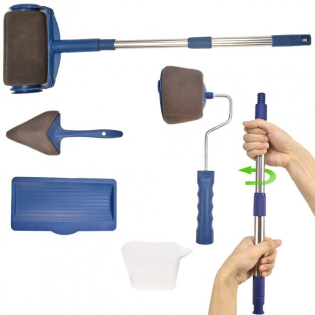 Набір малярних валиків PAINT ROLLER Універсальні валики для фарбування поверхонь, 2 шт. з ємністю для розкочування фарби та шпателем - мініатюра 2