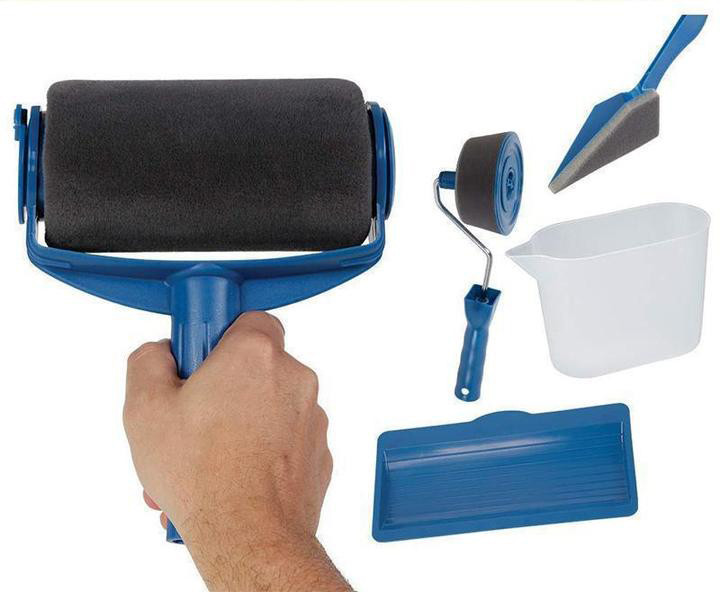 Набір малярних валиків PAINT ROLLER Універсальні валики для фарбування поверхонь, 2 шт. з ємністю для розкочування фарби та шпателем - мініатюра 3