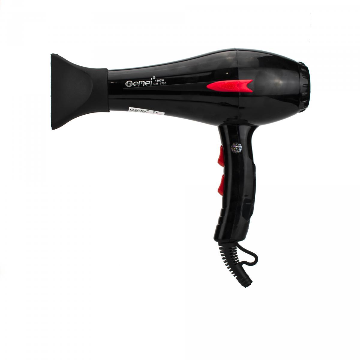 Професійний фен Gemei GM-1706 з насадкою – концентратором, 1500 Вт