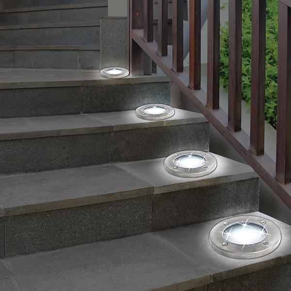 Комплект садових світильників на сонячній батареї Solar Disk Lights, 4 шт ∙ Вуличні ліхтарі з датчиком світла - мініатюра 4