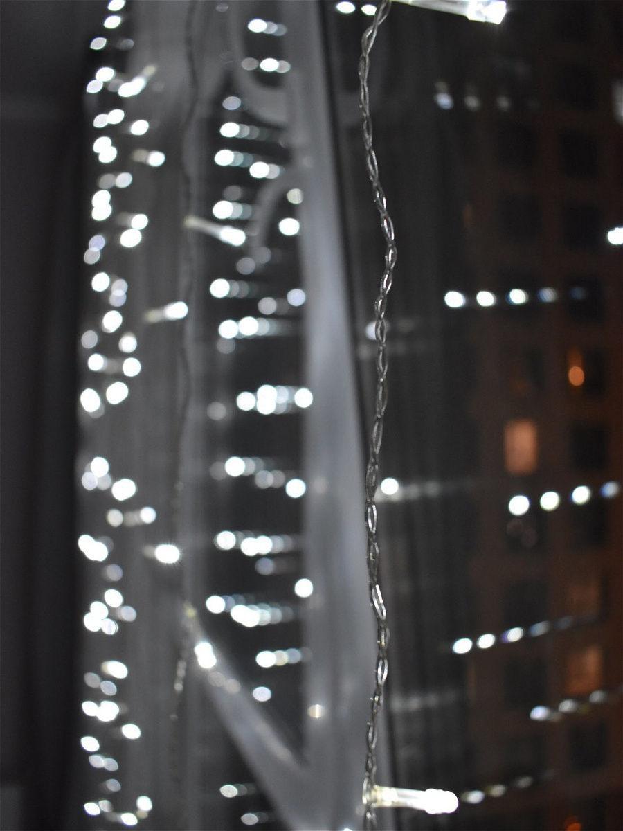 Гірлянда штора на вікно 212 LED 3х2м Холодний білий колір свічення, з конектором - мініатюра 4