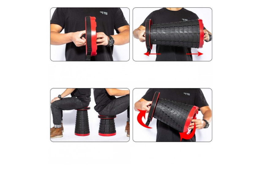 Складний телескопічний стілець Telescopic stool ∙ Похідний розкладний стілець-табурет для риболовлі, туризму та відпочинку - мініатюра 4