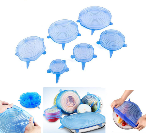 Універсальні силіконові кришки Super stretch silicone, 6 шт ∙ Набір кришок для посуду та ємностей - мініатюра 8