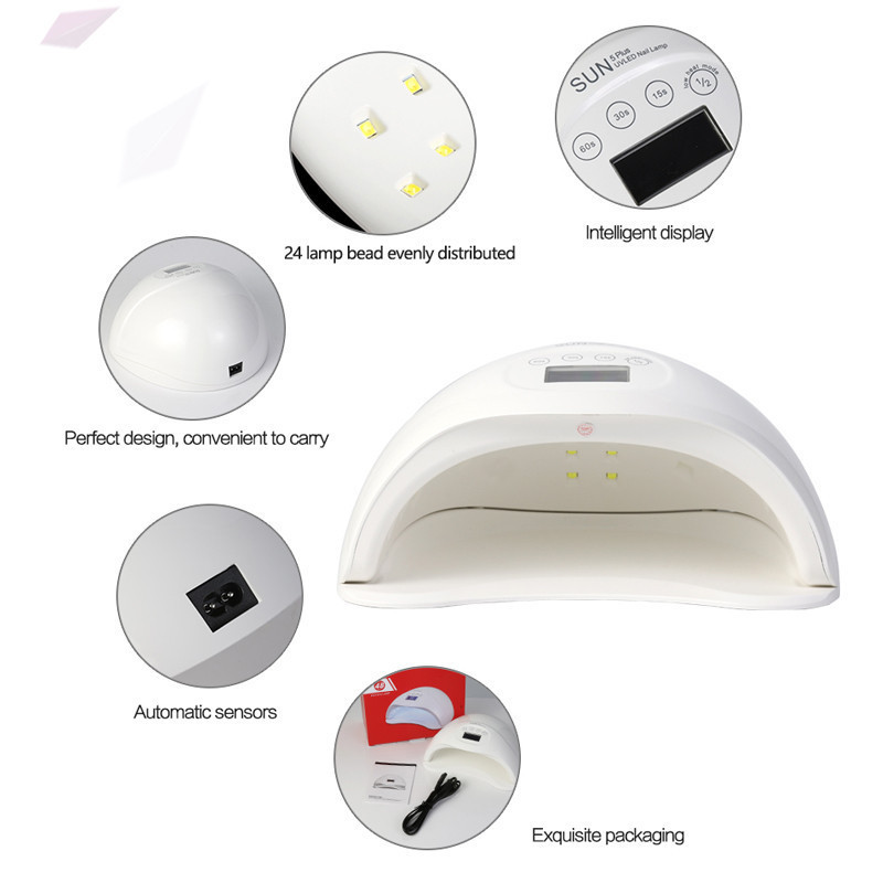 LED Лампа для манікюру SUN 5 48W+LCD для полімеризації сушки гелю та гель-лаків - мініатюра 3