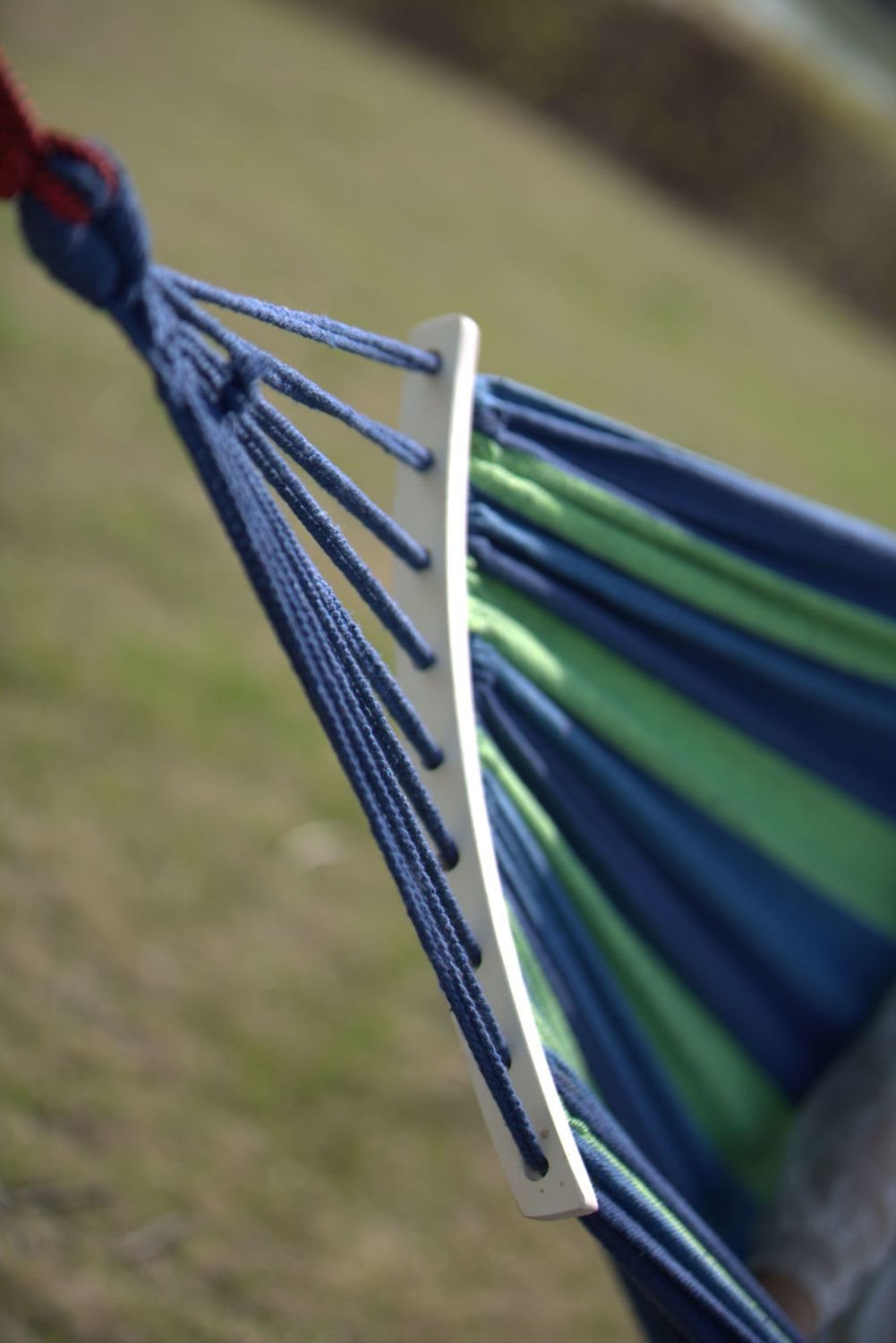 Гавайський бавовняний гамак, 200*80 см з дерев'яними планками ∙ Садовий підвісний одномісний гамак для дому та дачі - мініатюра 2