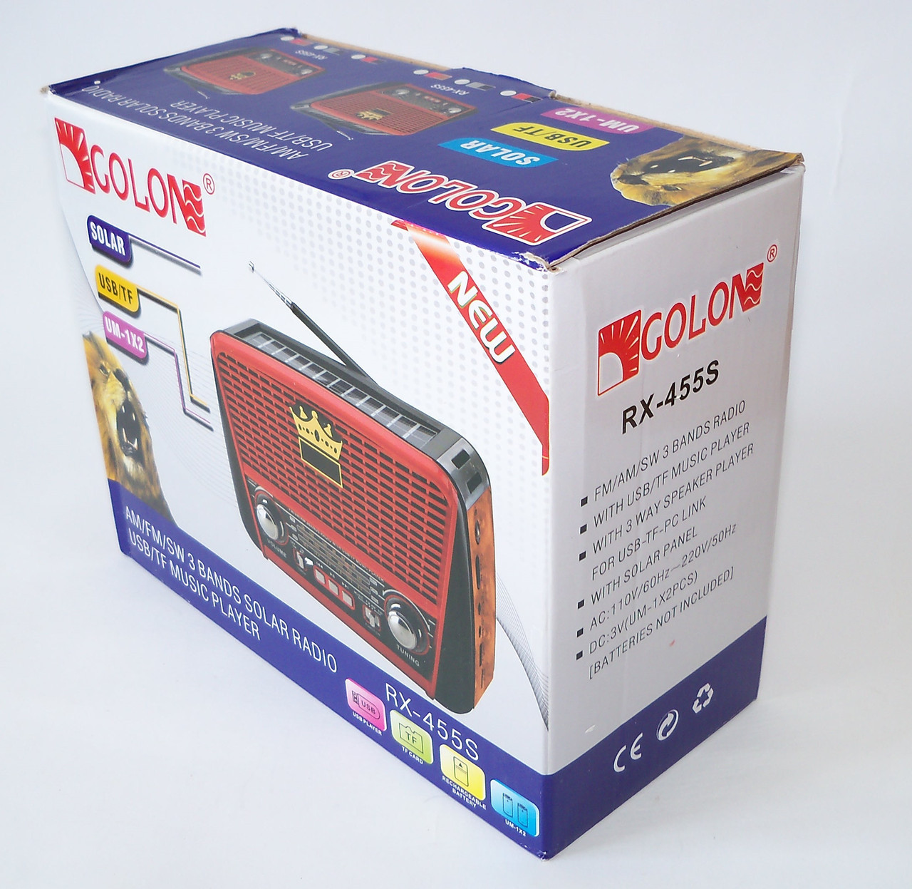 Радіоприймач Golon RX-455S Solar із сонячною панеллю Портативна колонка з радіо, MP3, USB - мініатюра 5