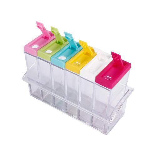 Набір ємностей для спецій Seasoning Six Piece Set, 6 баночок ∙ Кухонний набір - спецівниця на підставці ∙ Екопластик - мініатюра 3