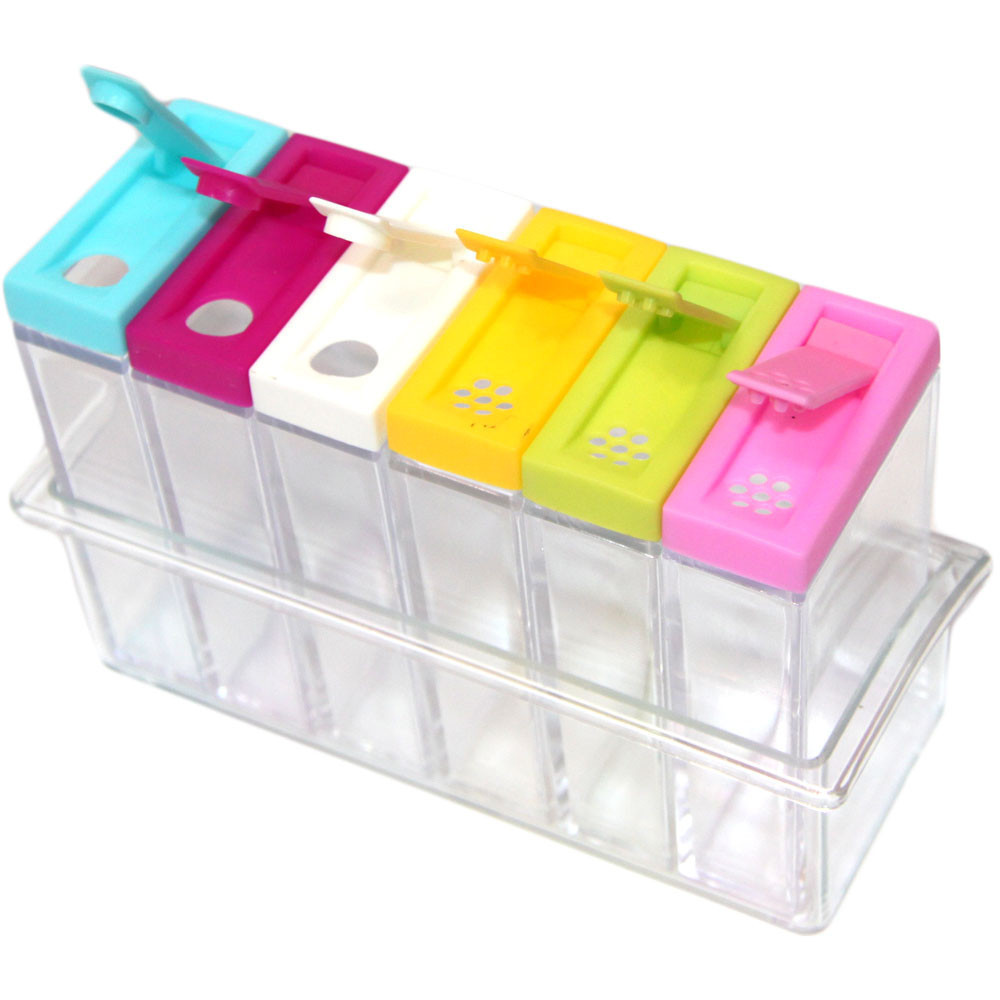 Набір ємностей для спецій Seasoning Six Piece Set, 6 баночок ∙ Кухонний набір - спецівниця на підставці ∙ Екопластик - мініатюра 4