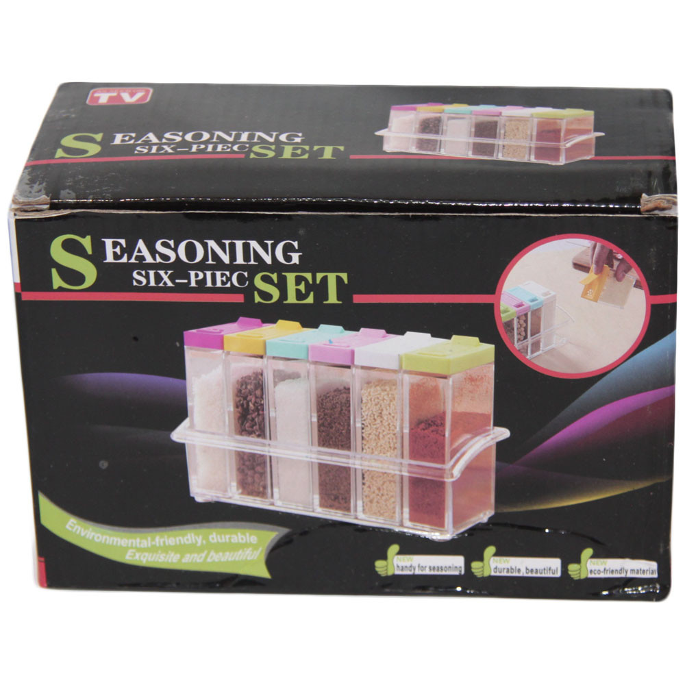 Набір ємностей для спецій Seasoning Six Piece Set, 6 баночок ∙ Кухонний набір - спецівниця на підставці ∙ Екопластик - мініатюра 6