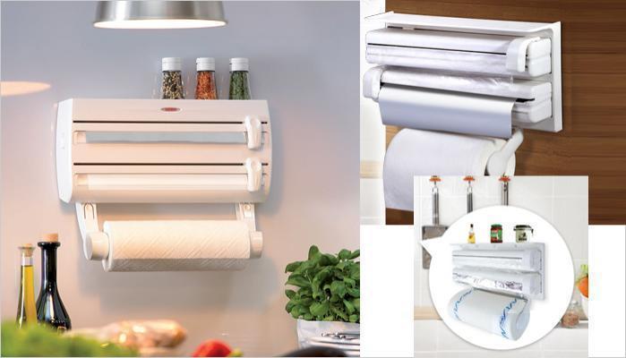 Кухонний підвісний диспенсер Kitchen Roll Triple Paper Dispenser Тримач для плівки, фольги та рушників - мініатюра 6