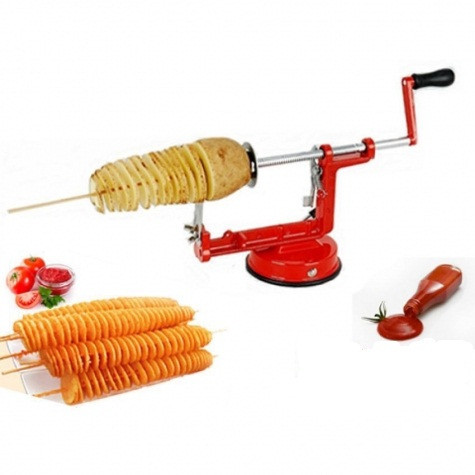 Машинка для спіральної нарізки картоплі Spiral Potato Slicer ∙ Картоплерізка ∙ Овочерізка ∙ Мультирізка спіраллю - мініатюра 5