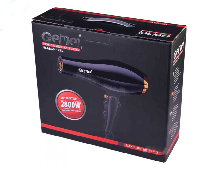 Професійний потужний фен для волосся Gemei GM-1765, 2800W - мініатюра 3