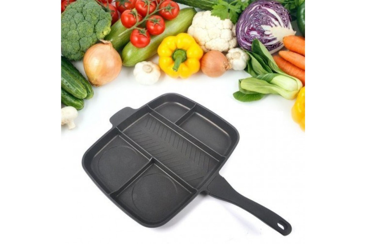 Сковорода універсальна Magic Pan 5 в 1 із секціями для одночасного приготування смаження кількох страв - мініатюра 3