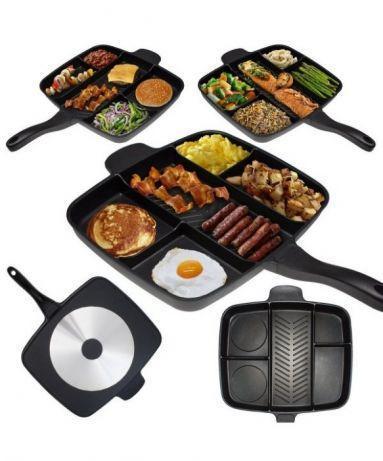 Сковорода універсальна Magic Pan 5 в 1 із секціями для одночасного приготування смаження кількох страв - мініатюра 4