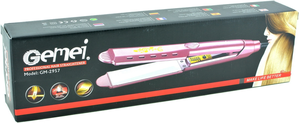 Праска - випрямляч для волосся Gemei GM-2957 Плойка з керамічним покриттям - мініатюра 3