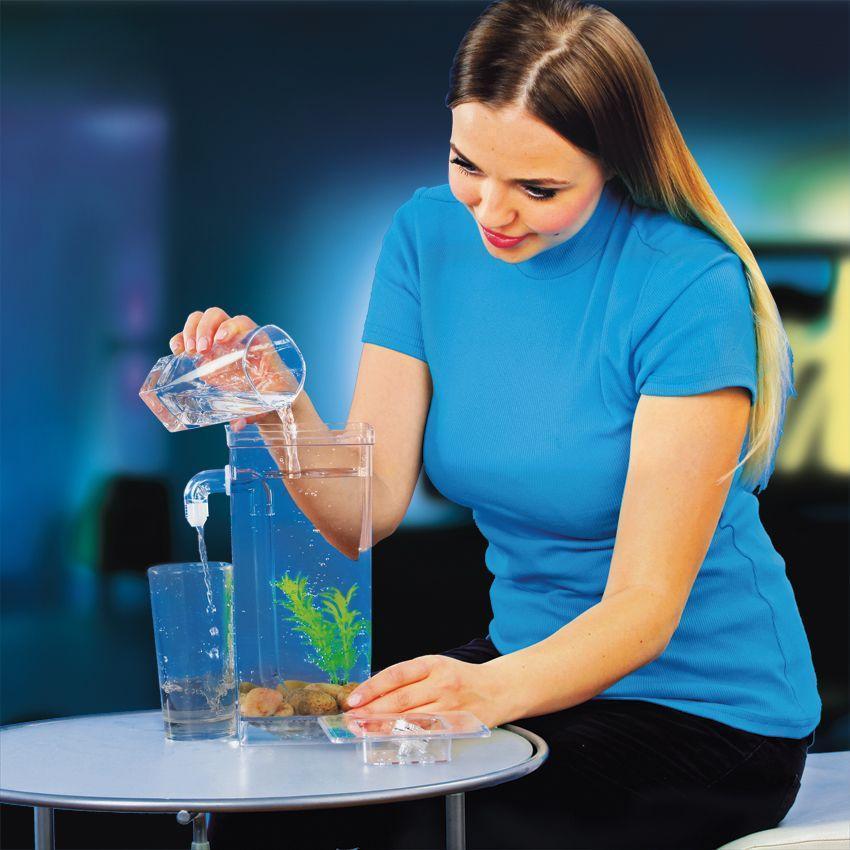 Акриловий акваріум для рибок My Fun Fish Самоочисний міні-акваріум з краном для легкого очищення - мініатюра 3