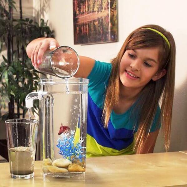 Акриловий акваріум для рибок My Fun Fish Самоочисний міні-акваріум з краном для легкого очищення - мініатюра 4