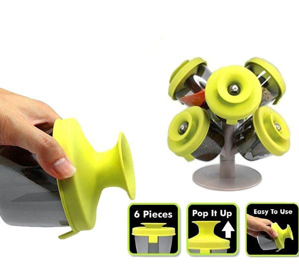 Набір баночок для спецій та приправ Pop Up Spice Rack із 6 ємностей на підставці | Спецівниця 6 шт - мініатюра 4