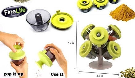 Набір баночок для спецій та приправ Pop Up Spice Rack із 6 ємностей на підставці | Спецівниця 6 шт - мініатюра 6