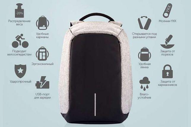 Рюкзак Bobby Антикрадій сірий з USB портом - мініатюра 4