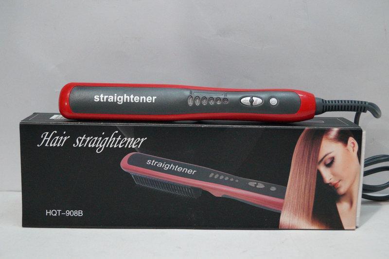 Гребінець-випрямляч для об'єму та розгладжування волосся Hair Straightener HQT-908 Щітка - праска для волосся 2 в 1 - мініатюра 3