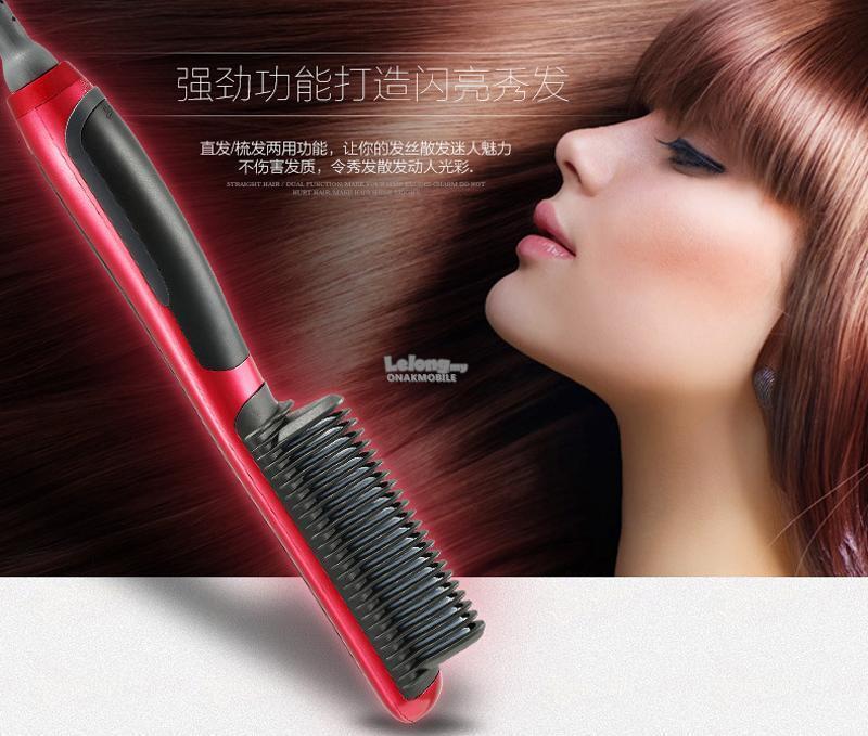 Гребінець-випрямляч для об'єму та розгладжування волосся Hair Straightener HQT-908 Щітка - праска для волосся 2 в 1 - мініатюра 5