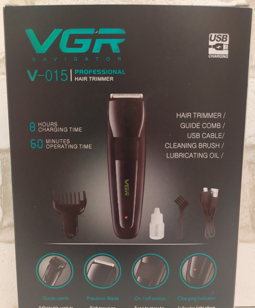Професійна машинка для стрижки VGR V-015 на акумуляторі з USB зарядкою - мініатюра 2