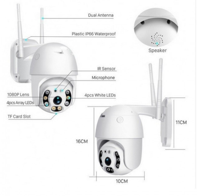 Вулична IP камера відеоспостереження CAMERA IP 360/90 WIFI 2.0mp поворотна з віддаленим доступом - мініатюра 4