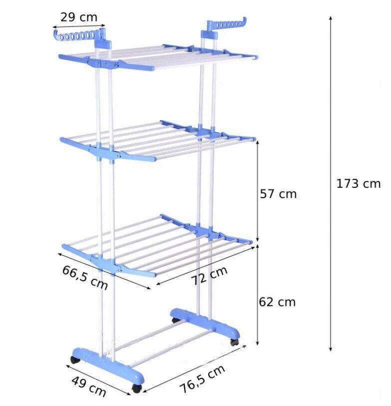 Сушарка складна для білизни GARMENT RACK Вертикальна пересувна стійка-сушарка для сушіння речей та білизни, на коліщатках - мініатюра 4