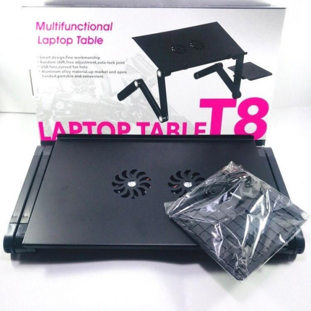 Столик - підставка для ноутбука з активним охолодженням Laptop Table T8 стіл-трансформер + 2 кулери - мініатюра 10