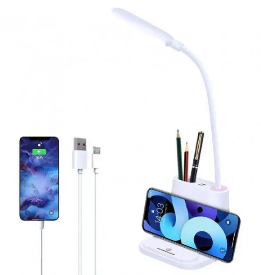 Настільна світлодіодна смарт-лампа 3в1 з вбудованим акумулятором та PowerBank - мініатюра 2