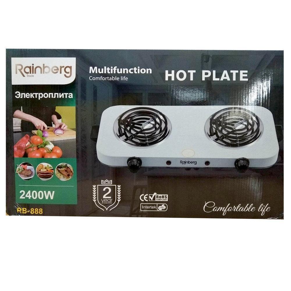 Електроплита спіральна Rainberg Rb-888 на 2 комфорки, 2400W - мініатюра 3