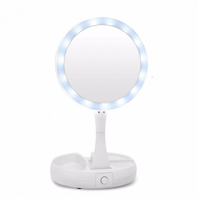 Складне дзеркало для макіяжу з Led підсвіткою My FoldAway Mirror з органайзером для косметики та аксесуарів - мініатюра 5