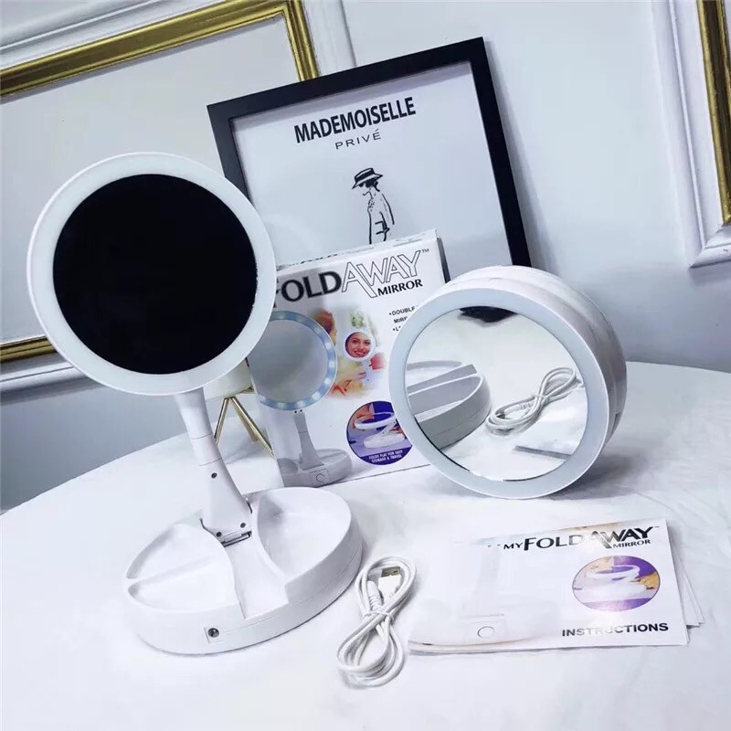 Складне дзеркало для макіяжу з Led підсвіткою My FoldAway Mirror з органайзером для косметики та аксесуарів - мініатюра 6