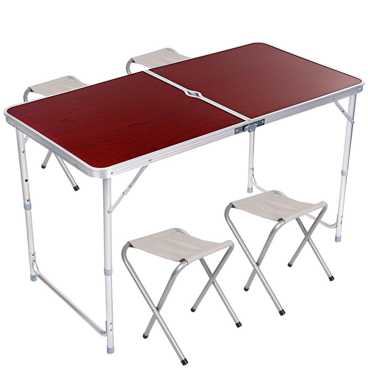 Розкладний стіл - валіза з 4 стільцями Folding Table для пікніка, риболовлі, дачі, 120х60 см - мініатюра 4
