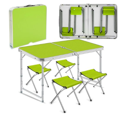 Розкладний стіл - валіза з 4 стільцями Folding Table для пікніка, риболовлі, дачі, 120х60 см - мініатюра 5