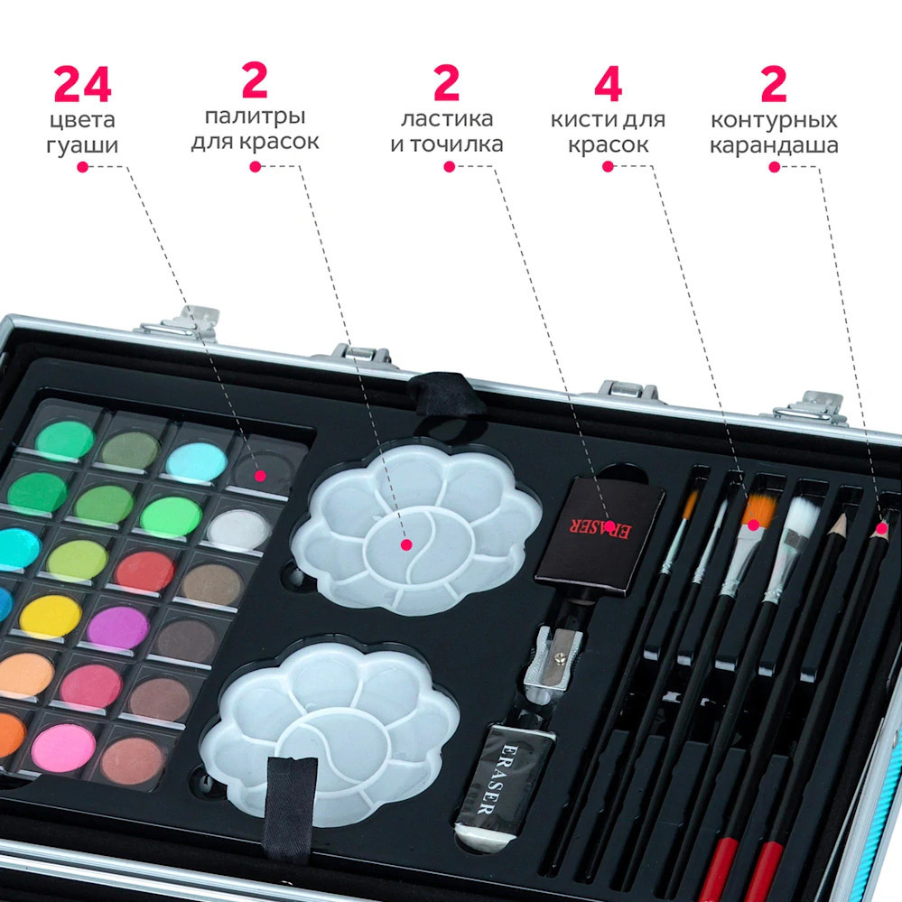 Преміум Набір для малювання та творчості в кейсі Єдиноріг 145 предметів два яруси - мініатюра 7