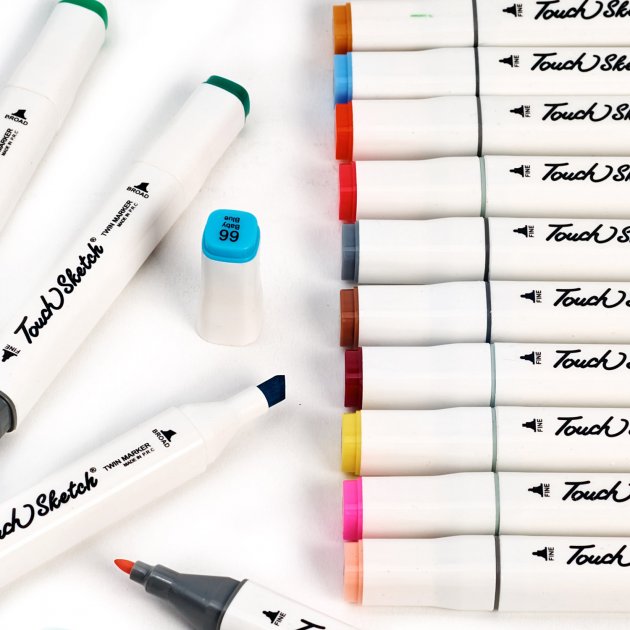 Набір маркерів для малювання та скетчінгу на спиртовій основі Touch 24 шт. Скетч маркери для творчості - мініатюра 5
