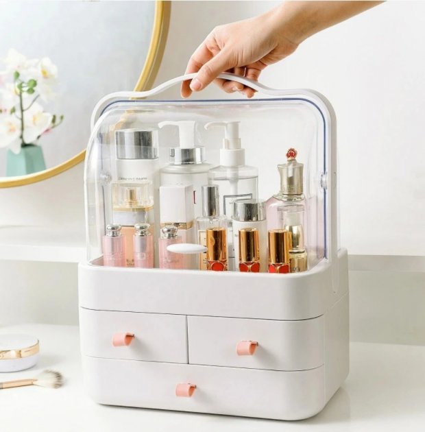 Органайзер для косметики Cosmetic Storage Box Двоярусний пилозахисний водонепроникний бокс - мініатюра 2